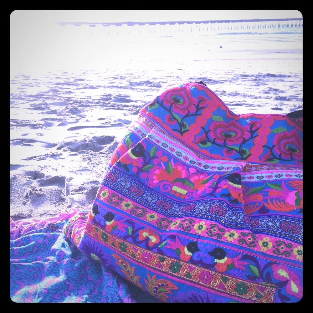 GORGEOUS tote from Thailand! Hand embroidered!